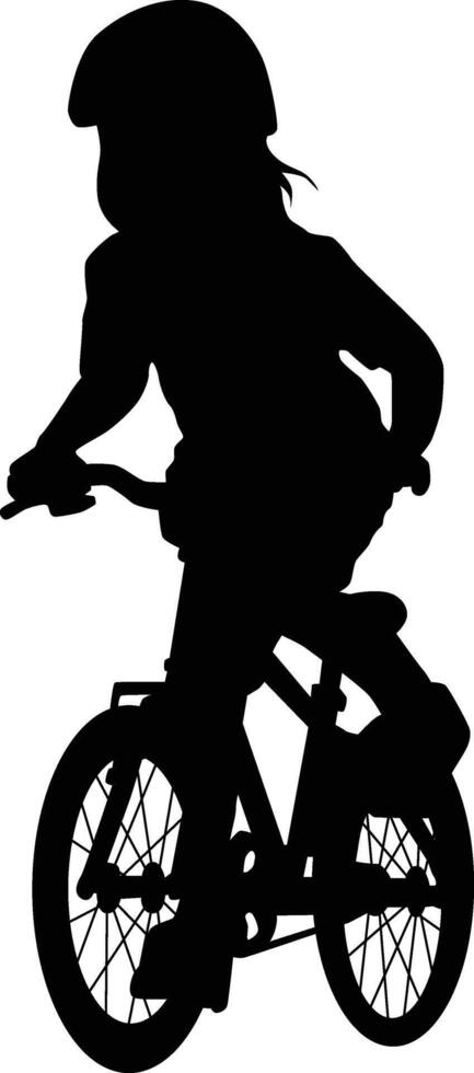 Silhouette of a girl cycling illustration vector