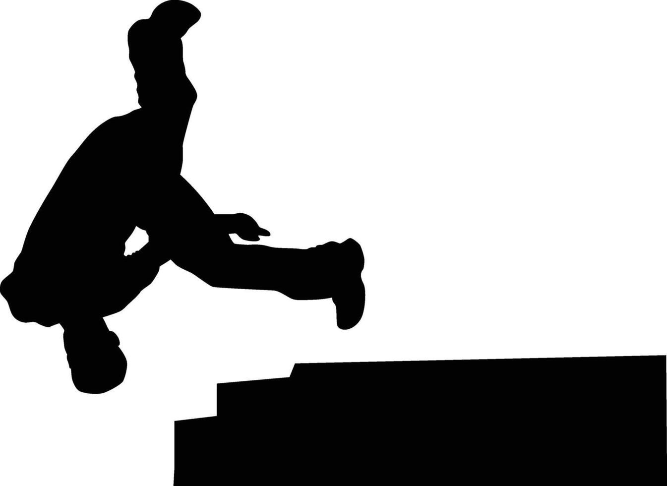 boy parkour pose silhouette illustration vector