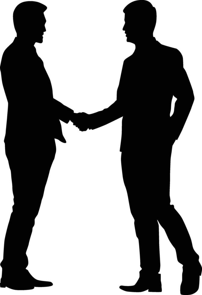 Businessman hand shake pose silhouette vector