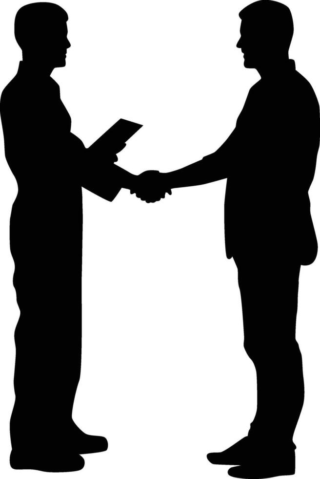 2 people shaking hand silhouette vector