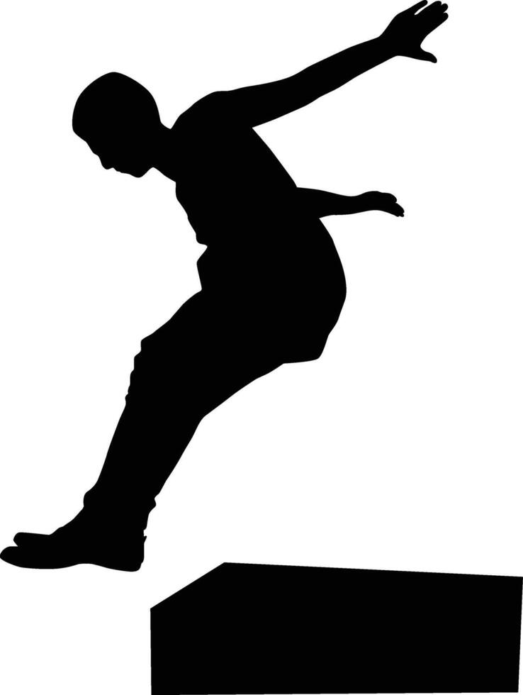 boy jumping on building silhouette illustration vector