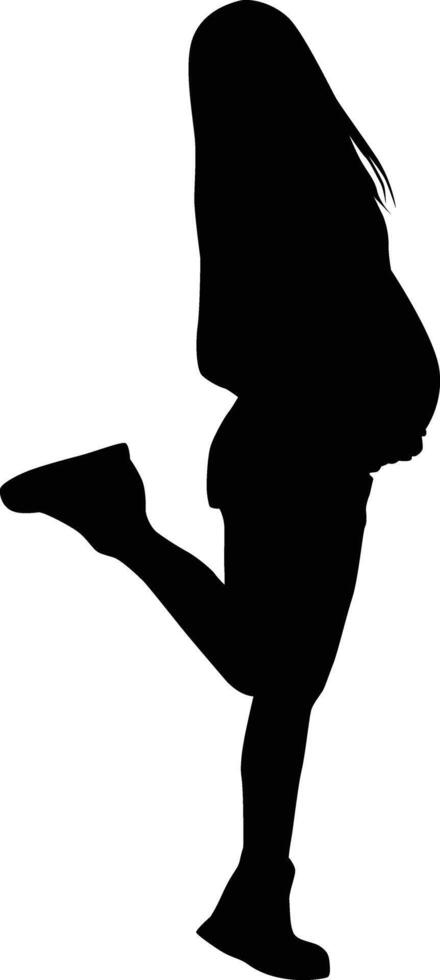 Cheerful pose pregnant girl silhouette vector