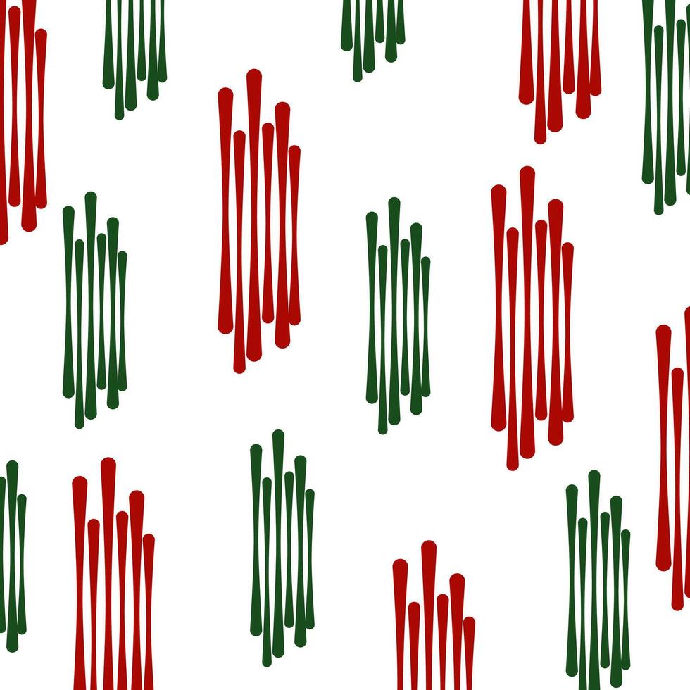 Seamless pattern with red and green stripes on a white background. vector