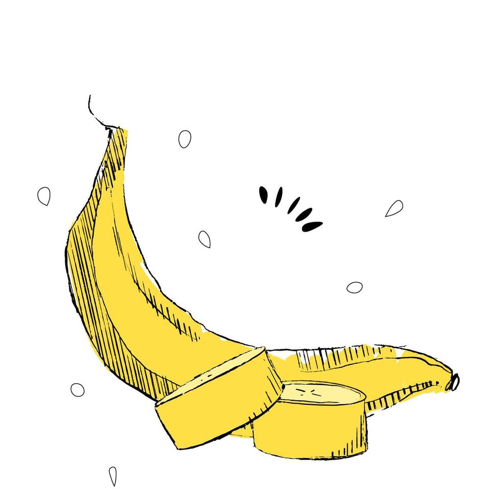Bananas composition on a white background, graphic illustration vector
