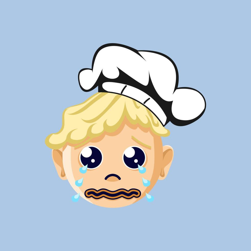 A crying chef emoji cartoon vector