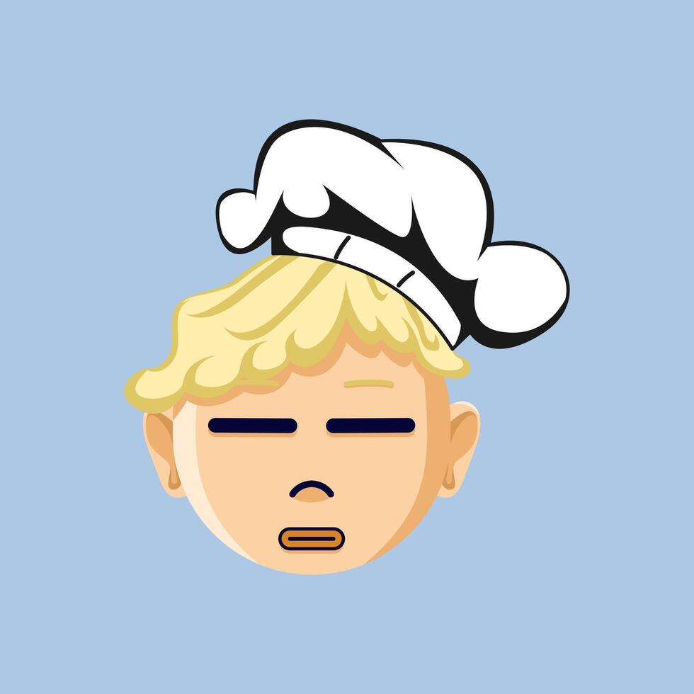 A cartoon emoji of a disappointed chef vector