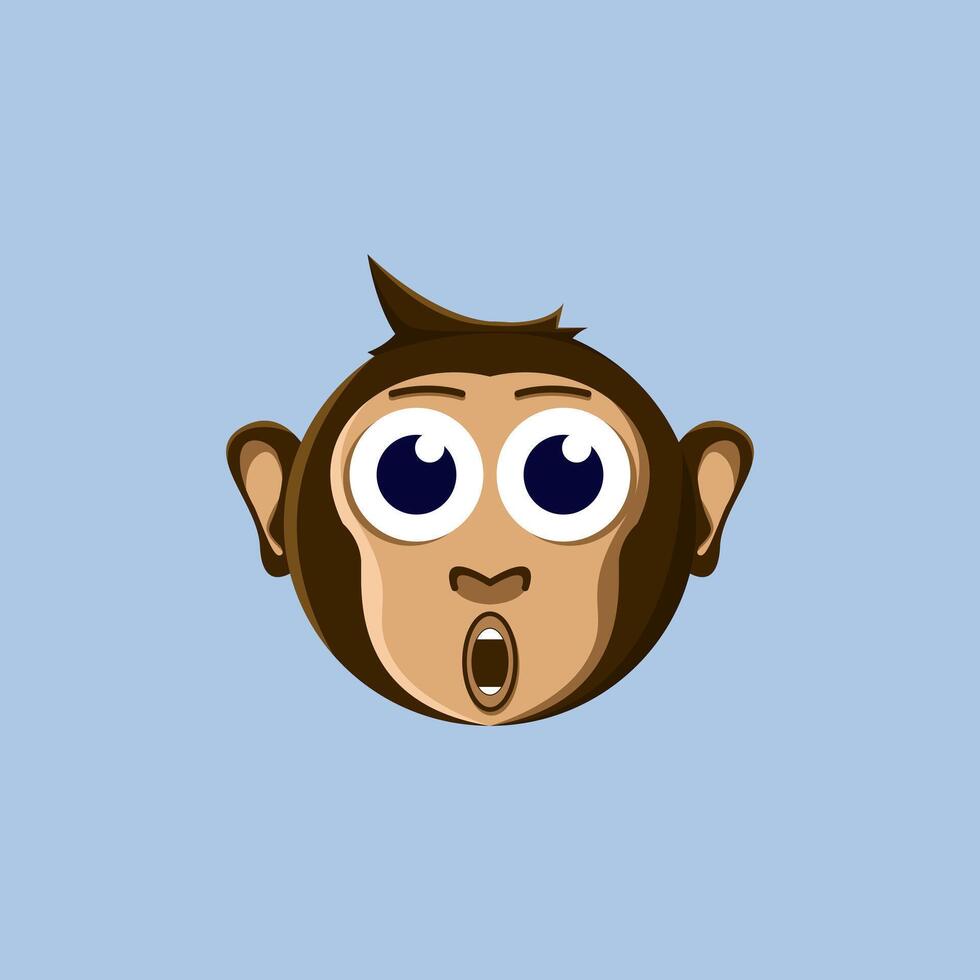 A cartoon monkey emoji is surprised vector