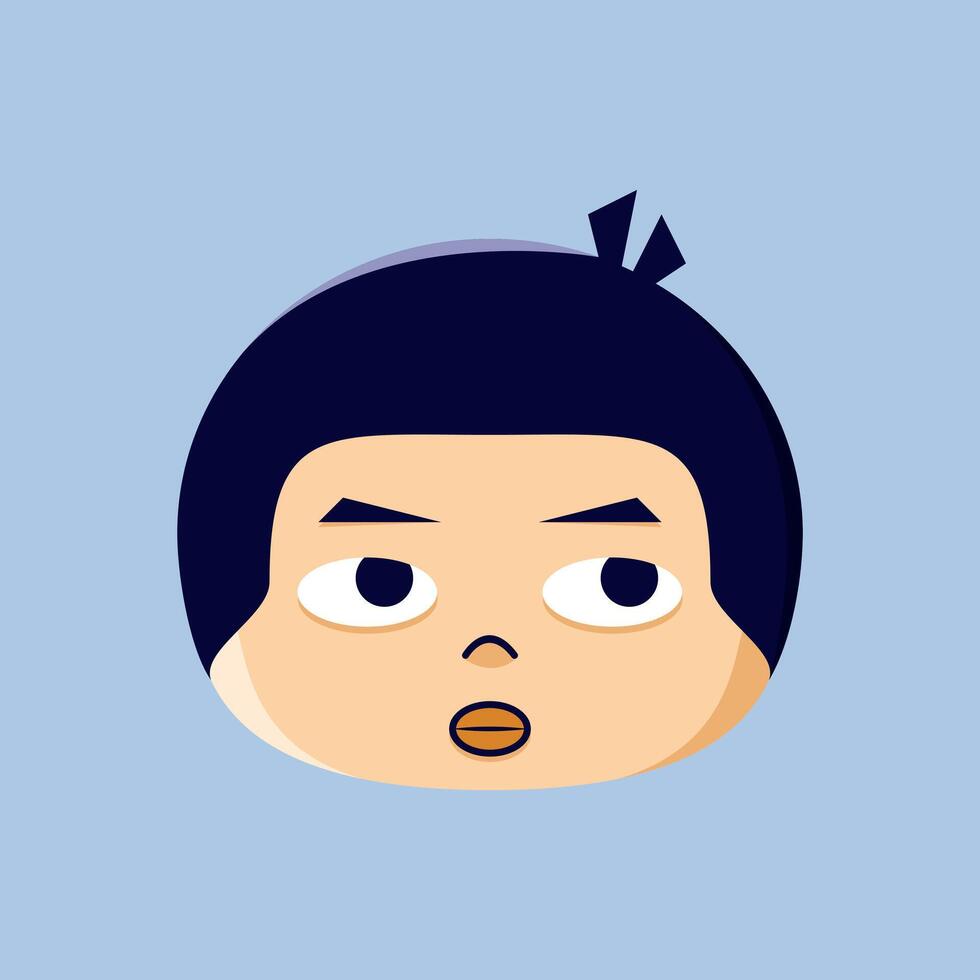 A cartoon emoji of a little boy imagining something vector