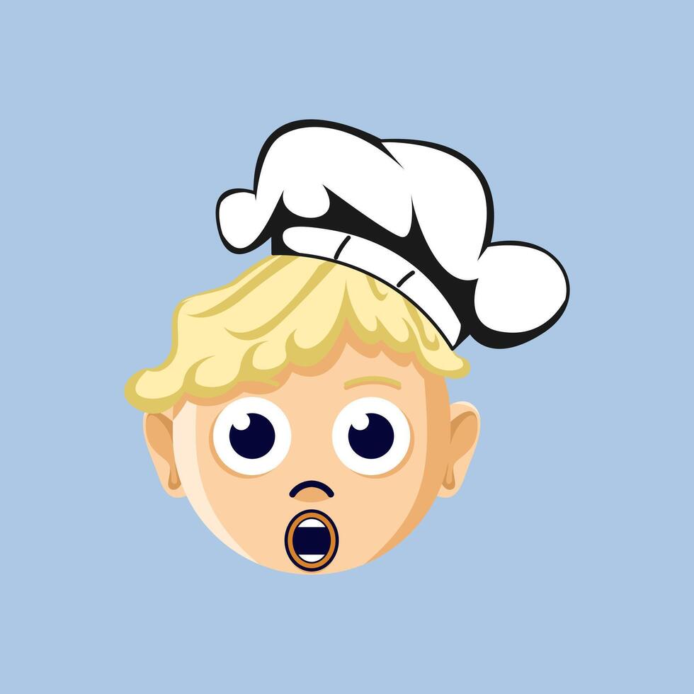 A cartoon emoji of a surprised chef vector