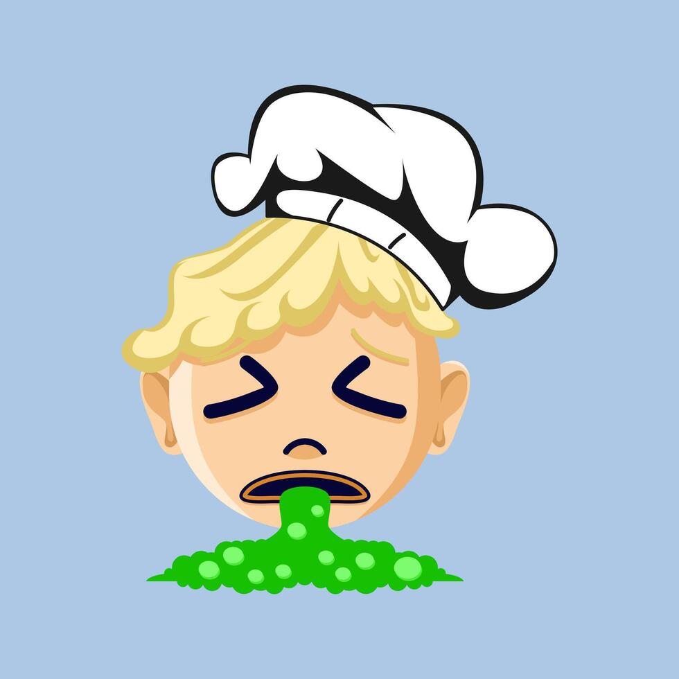 A cartoon emoji of a chef vomiting vector