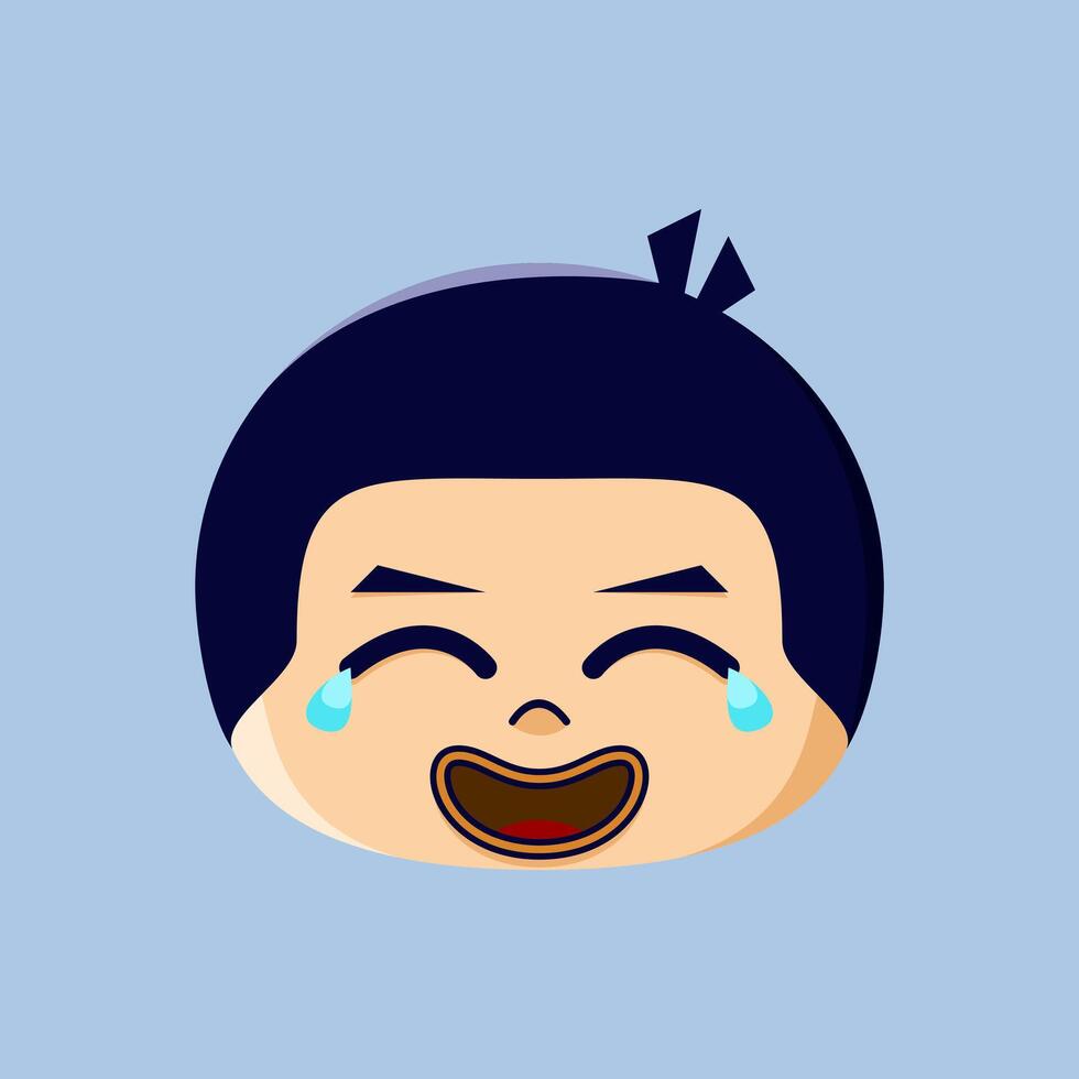 A cartoon emoji of a laughing boy vector