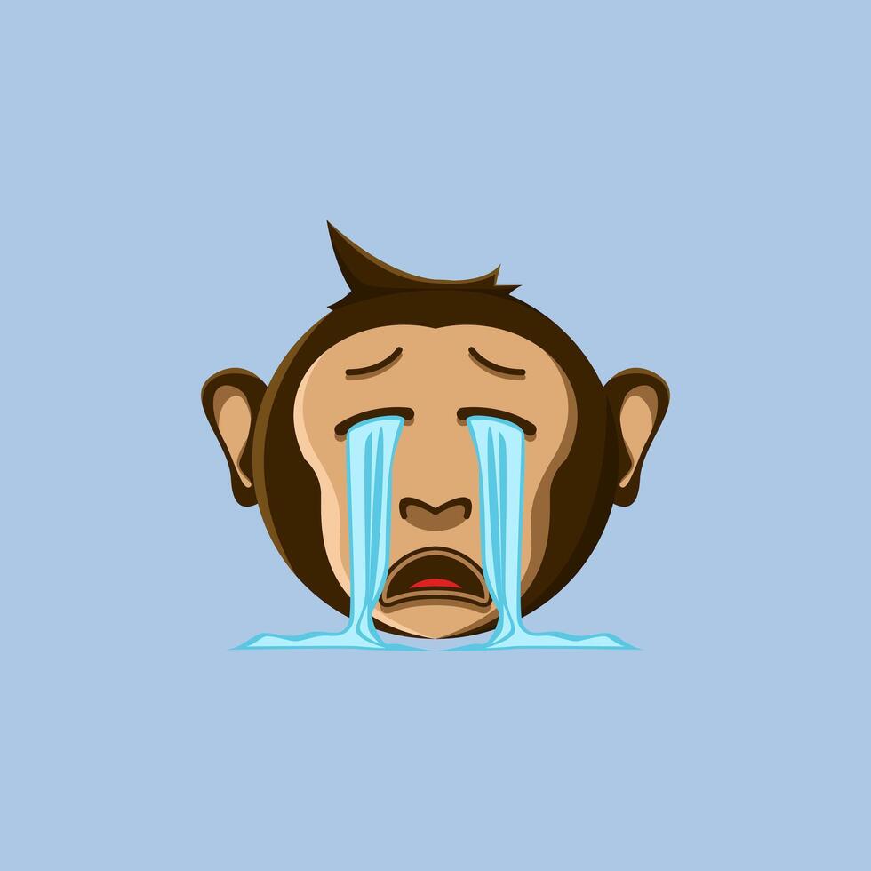 A cartoon emoji of a monkey crying vector