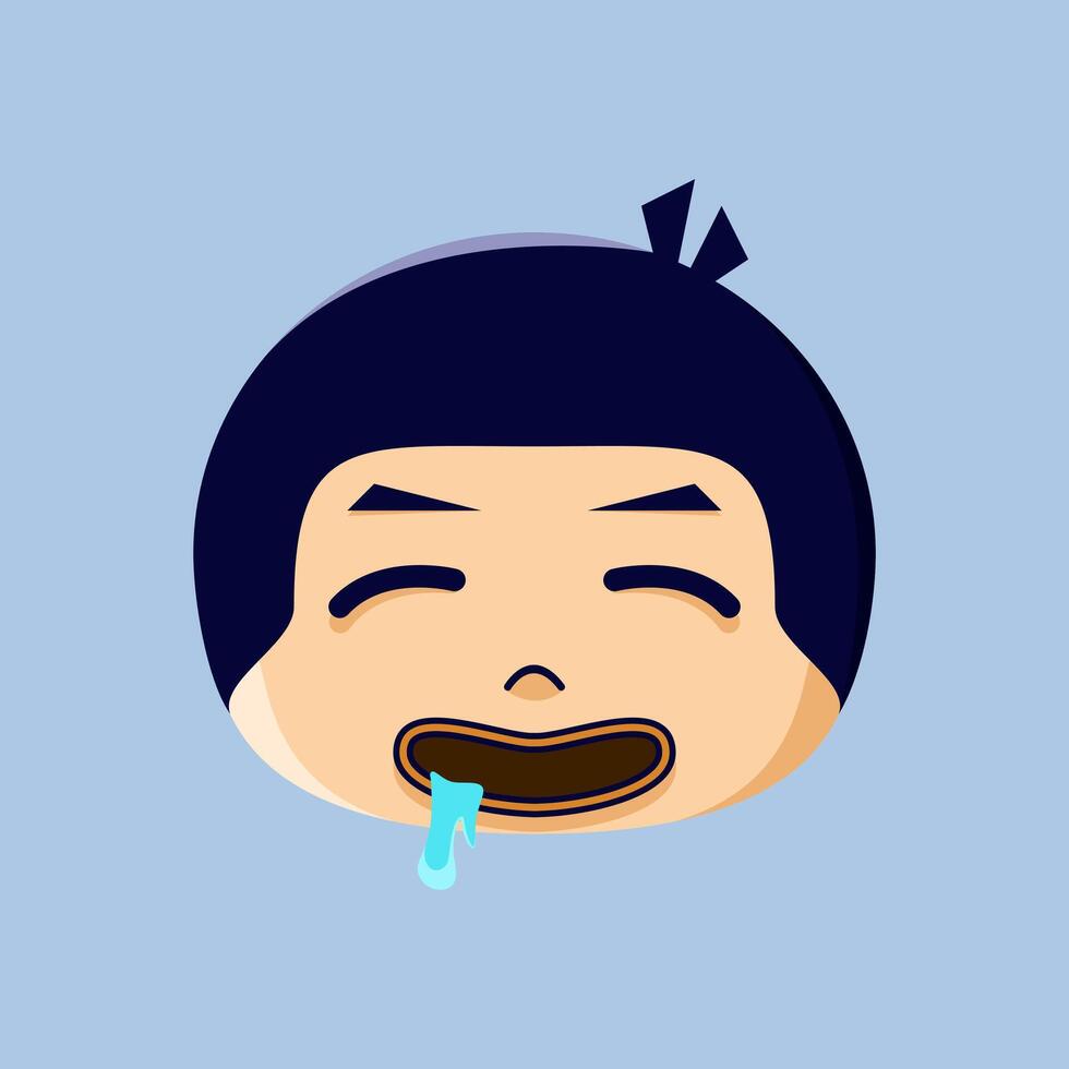 A cartoon emoji of a drooling little boy vector