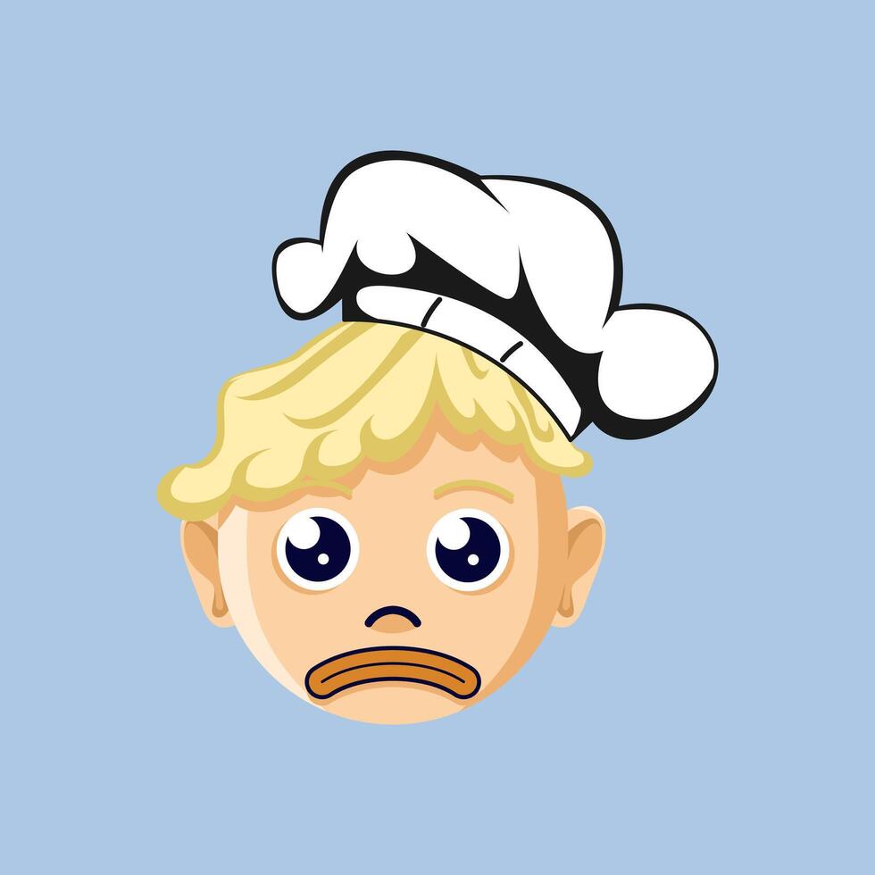 A cartoon emoji of a sad chef vector