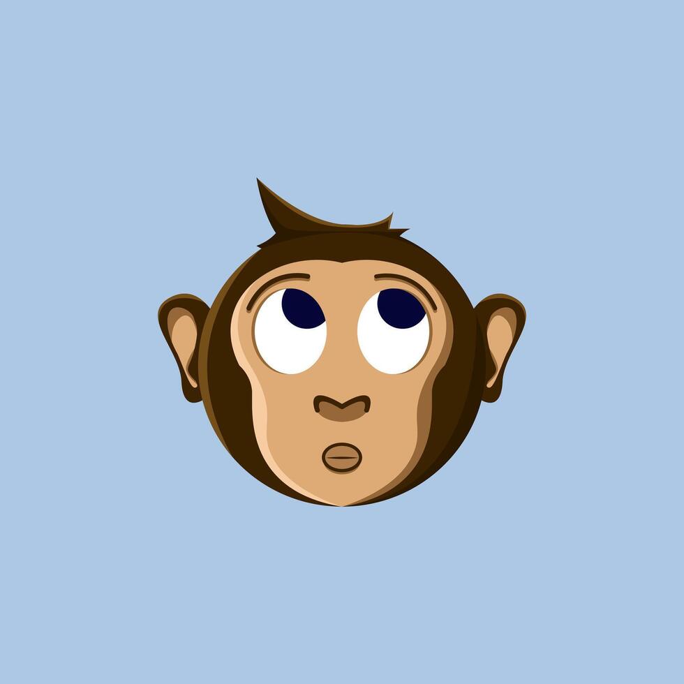 A cartoon monkey emoji imagining something vector