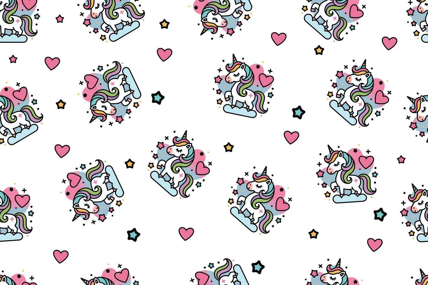 Unicorn colourful background seamless pattern vector