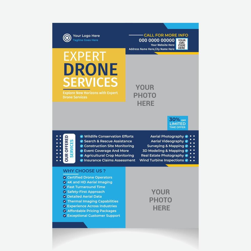 Drone Services Flyer design template vector