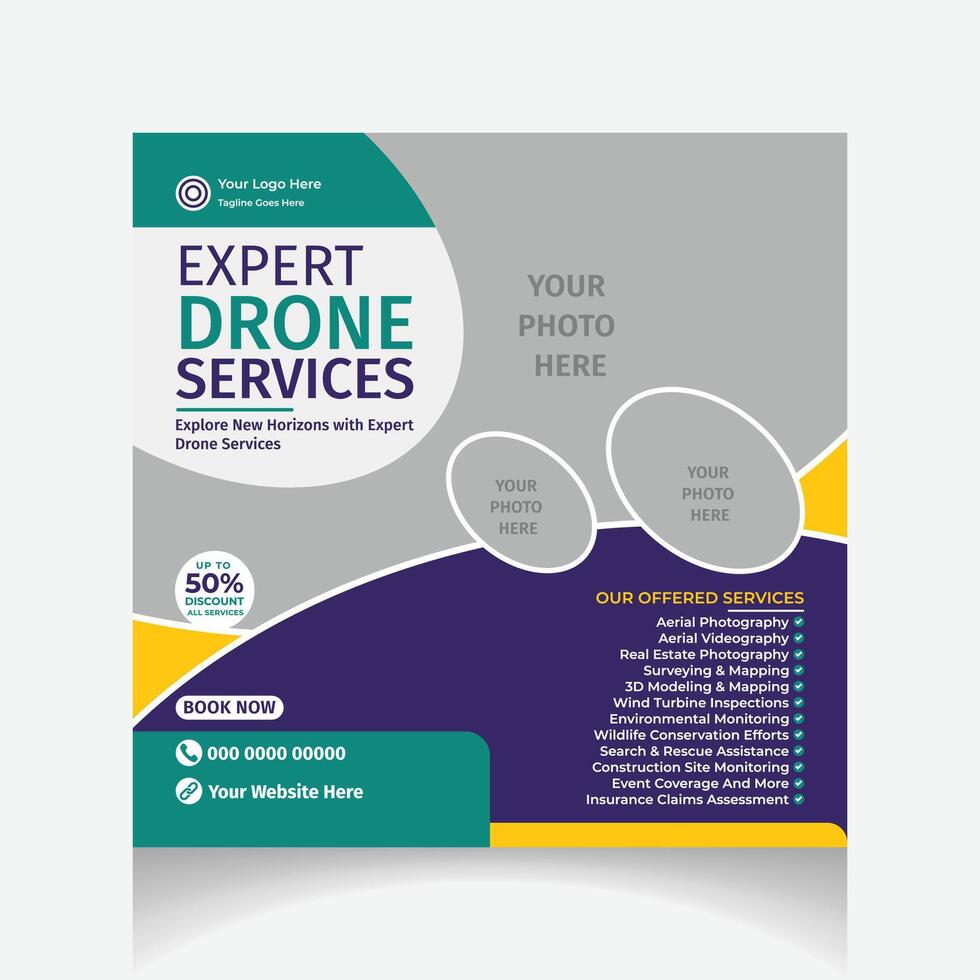Drone Service's social media post vector