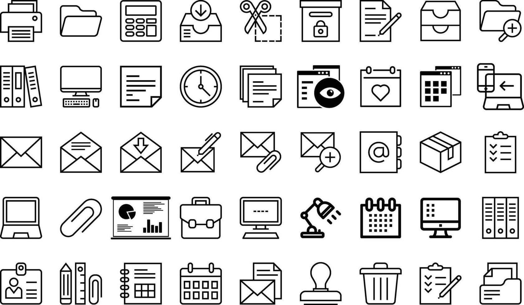Office Items Icon Set Office and Business Icons Collection vector
