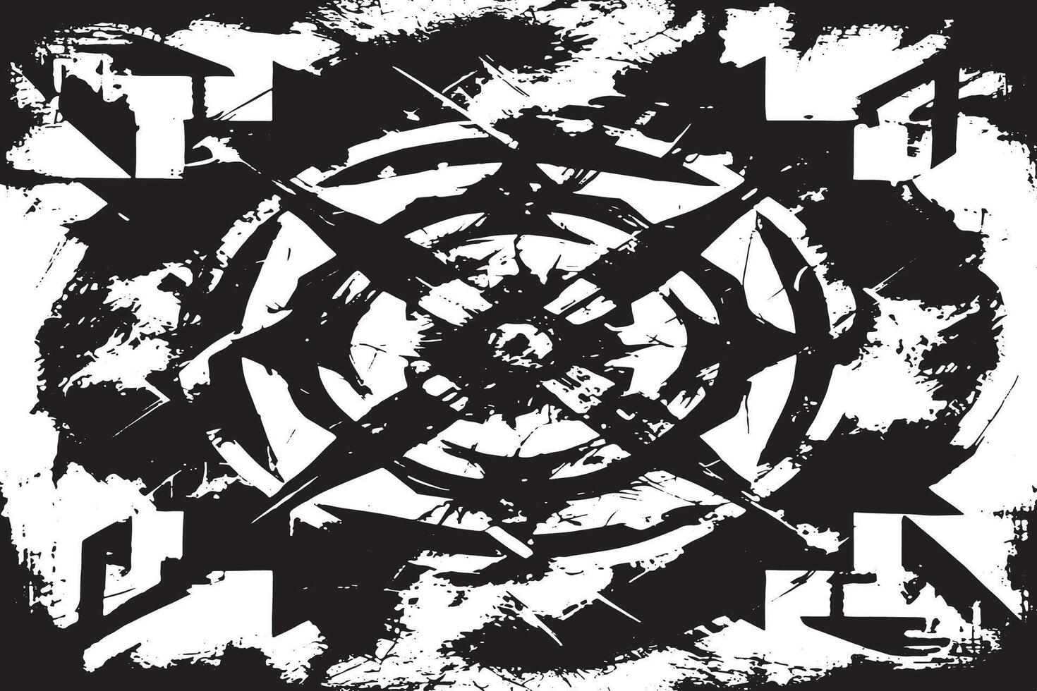 Distressed Black Grunge Texture on White Monochrome Background UHD Overlay vector