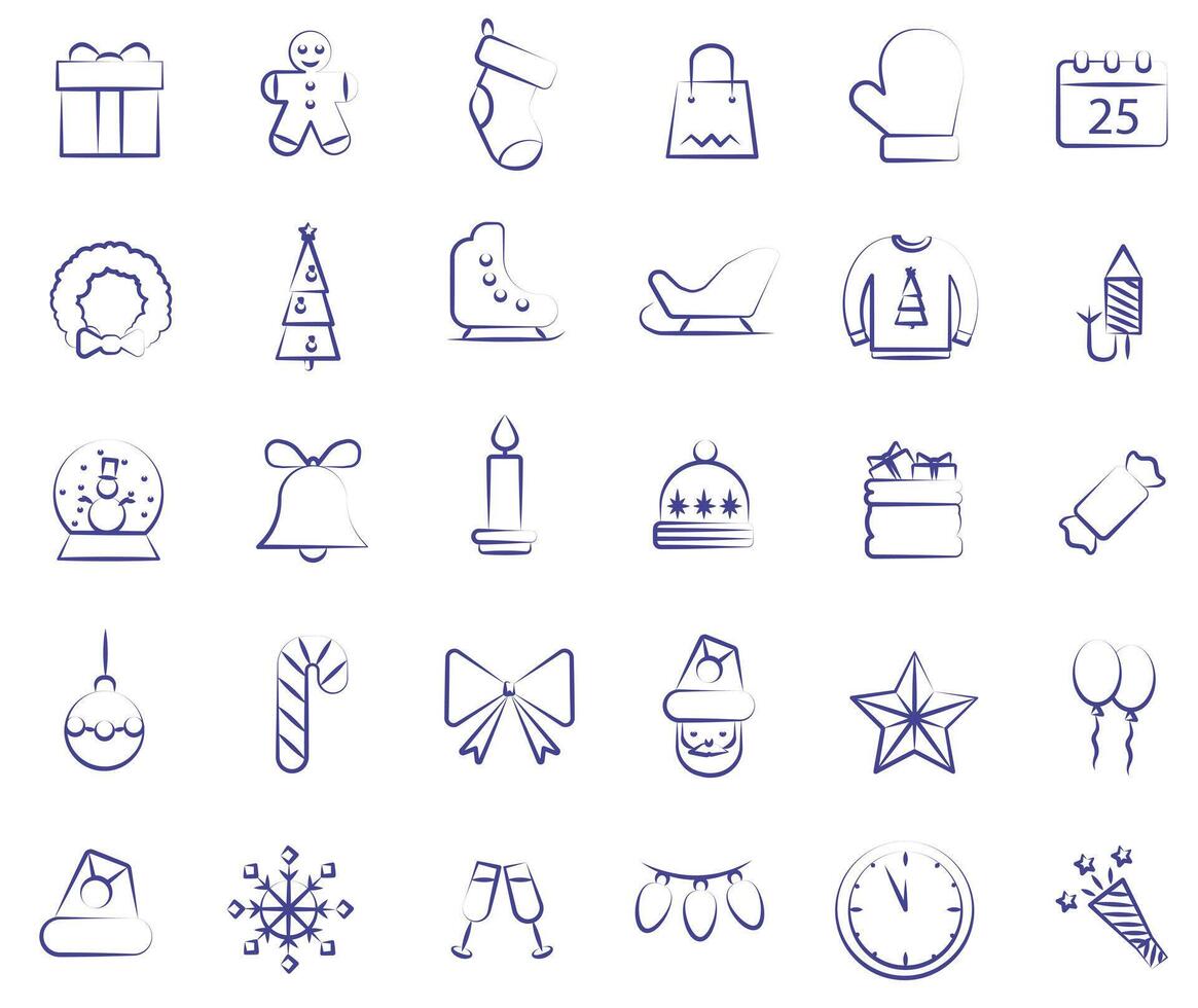 Christmas holidays. Christmas collection with traditional symbol of Christmas. vector