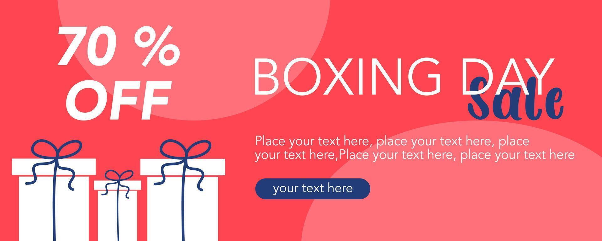 Boxing day sale horizontal template with gift and red color background vector