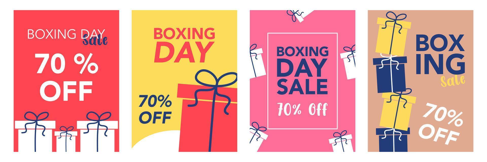 Set of boxing day sale vertical template with colorful color vector