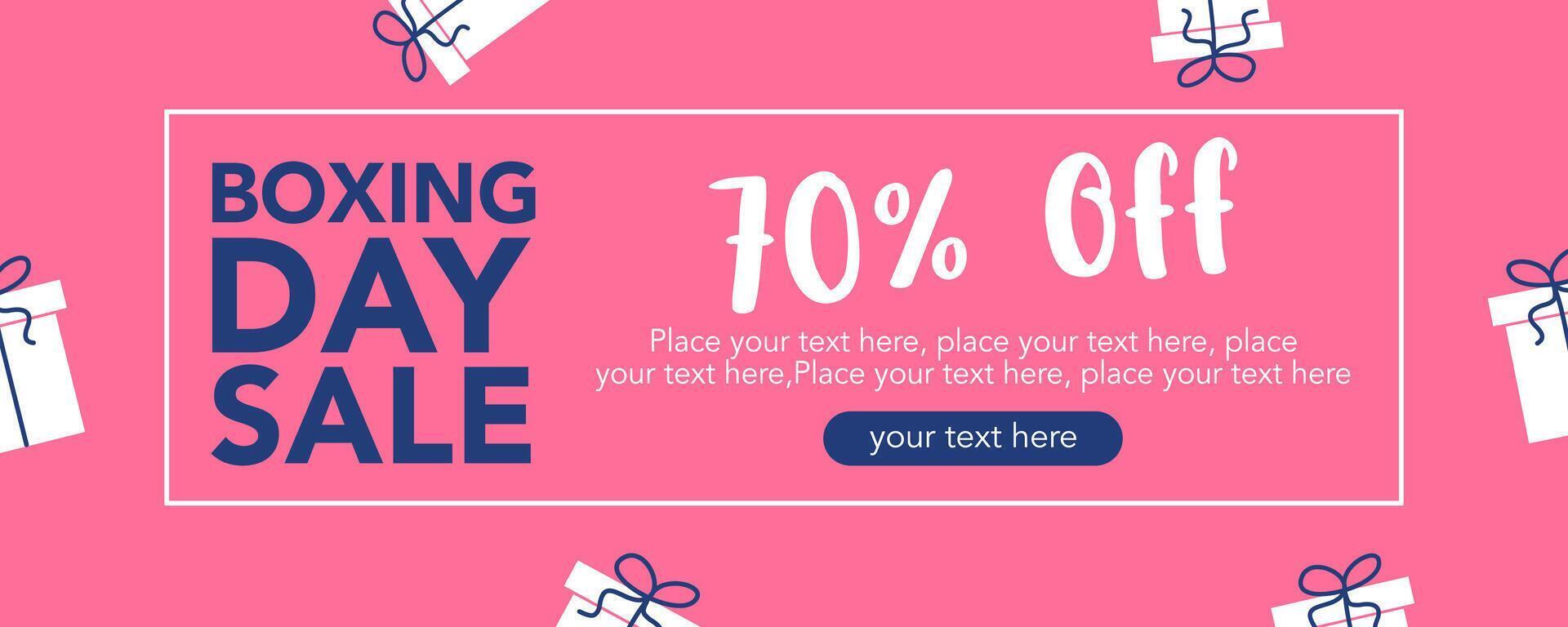 Boxing day sale horizontal template with gift and pink color background vector