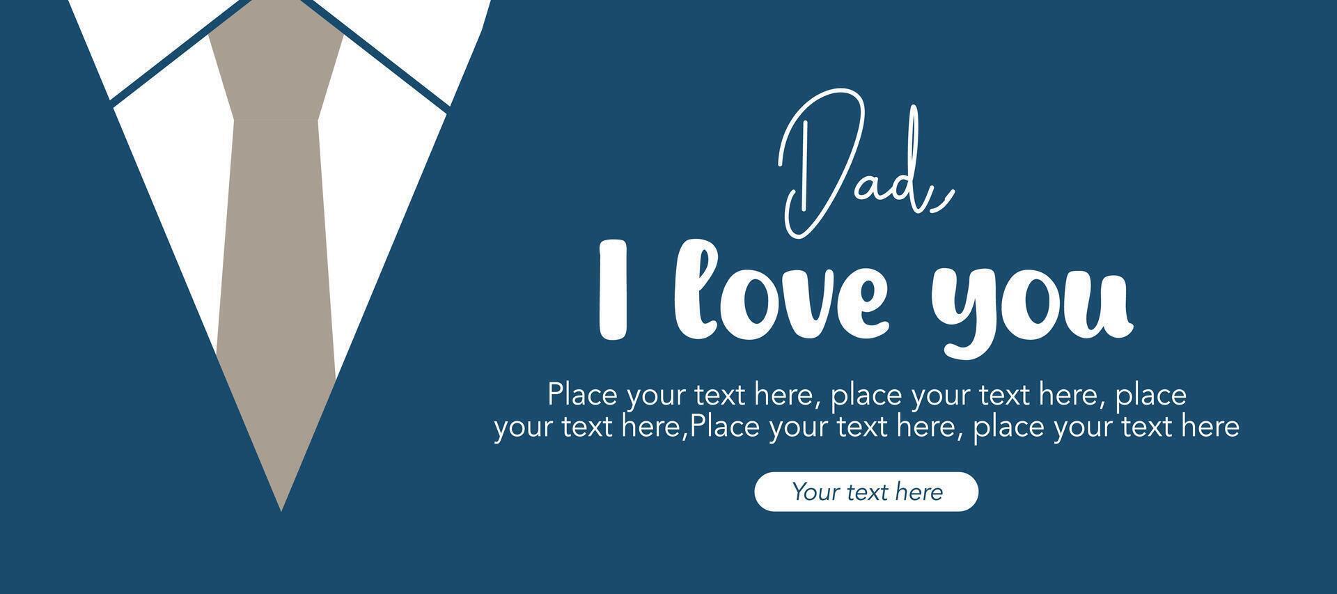 Happy Father's Day greeting cards with triangle shape art, typography, tie in minimal blue color bakground vector