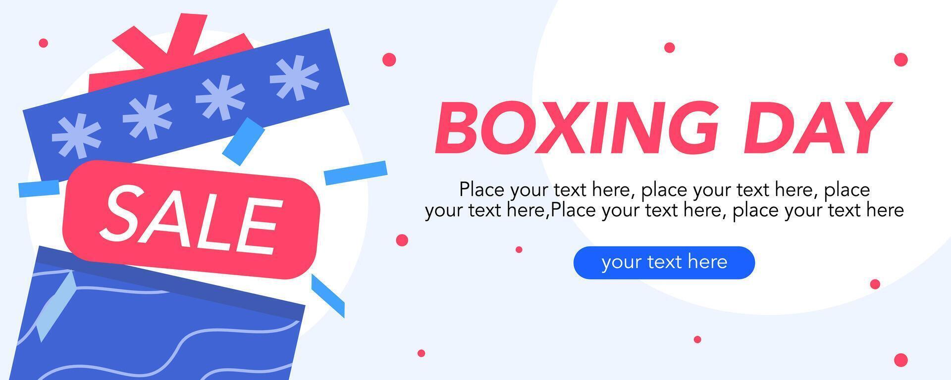 Boxing day sale horizontal template with gift and white color background vector