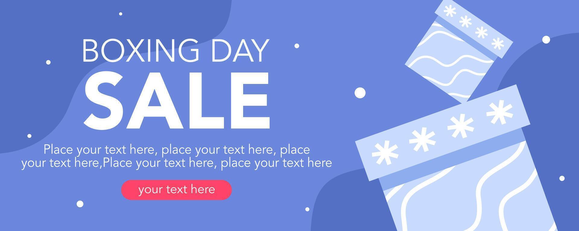 Boxing day sale horizontal template with gift and blue color background vector