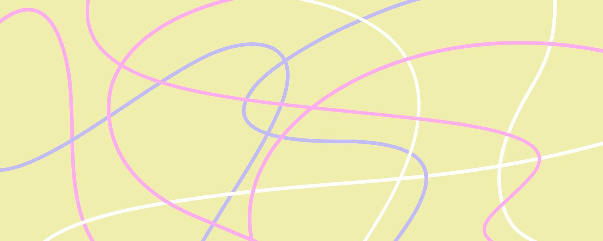 Geometric Abstract Design with Composition of simple colorful lines on a yellow background vector
