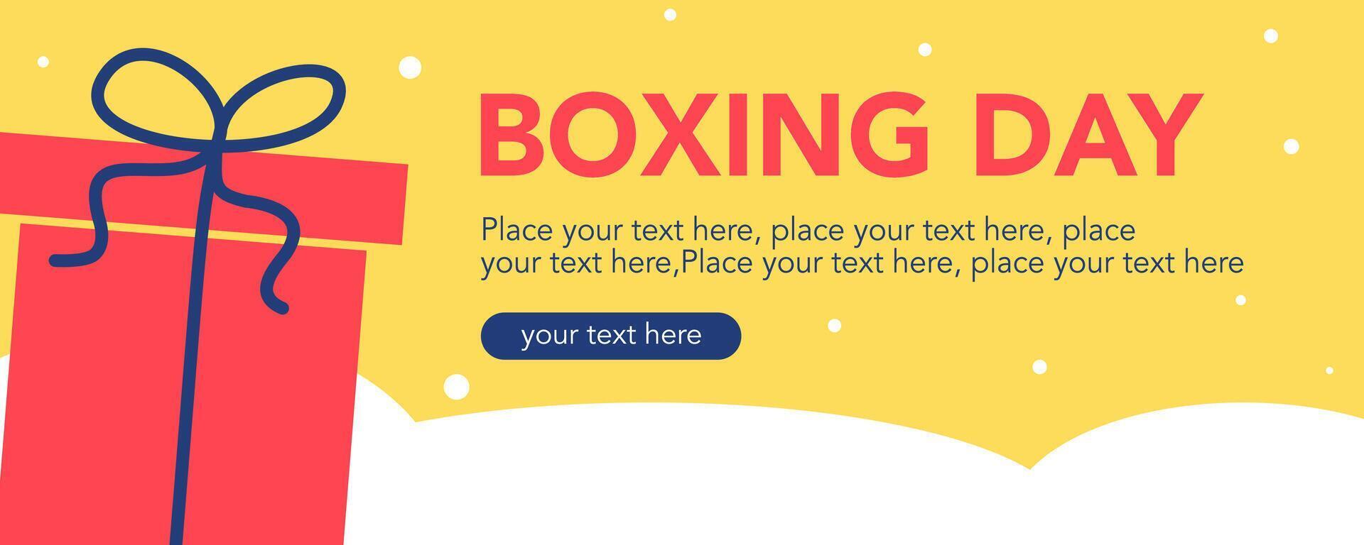 Boxing day sale horizontal template with gift, white and yellow color background vector