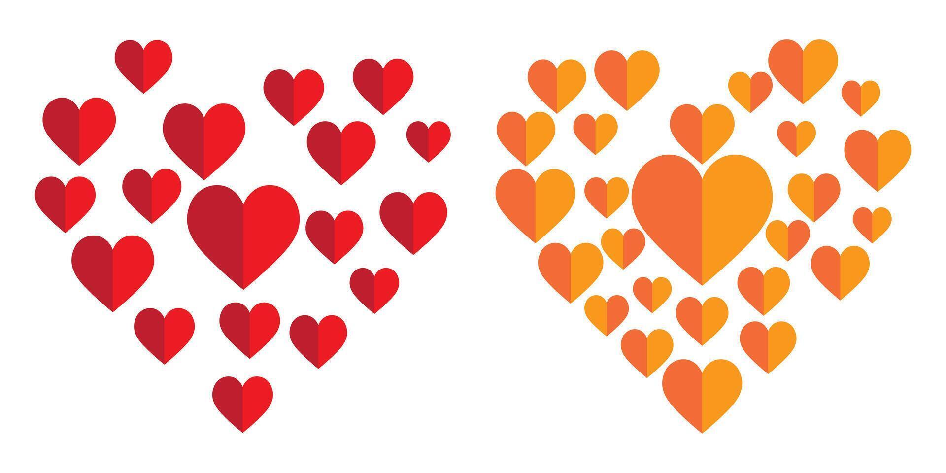 Solid heart shape collection made of different shaped illustrations. vector