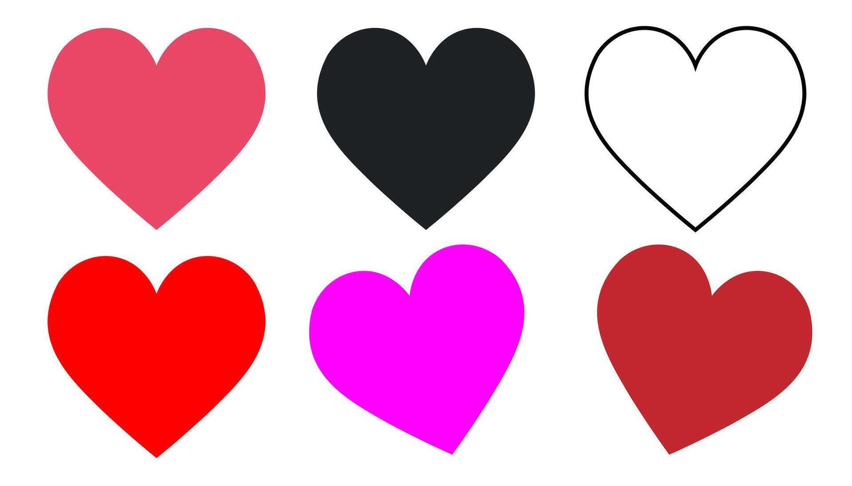 Solid and outline heart shape collection illustration. Love heart symbol icons. vector