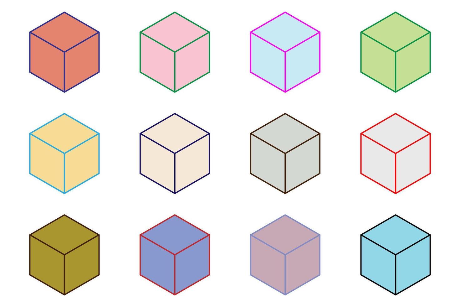 Twelve cubes or blocks squares in mathematics about learning scientific resources for students and teachers. vector