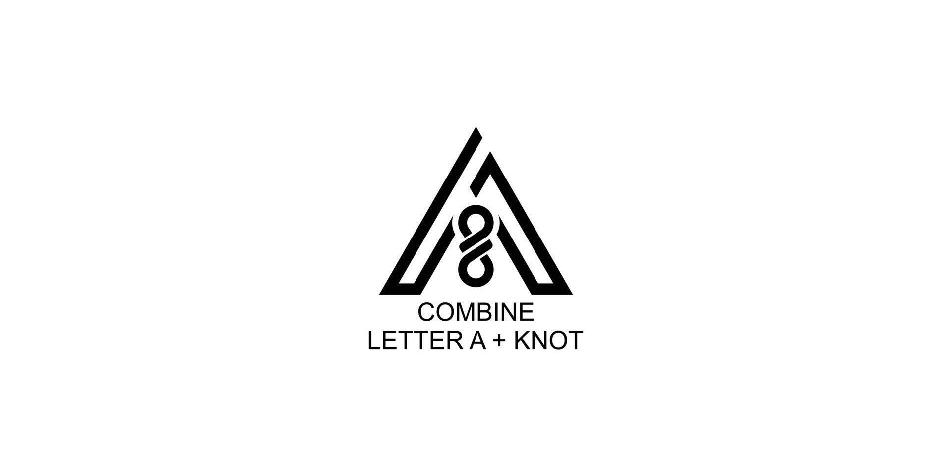 Combine letter A with knot logo design premium vector