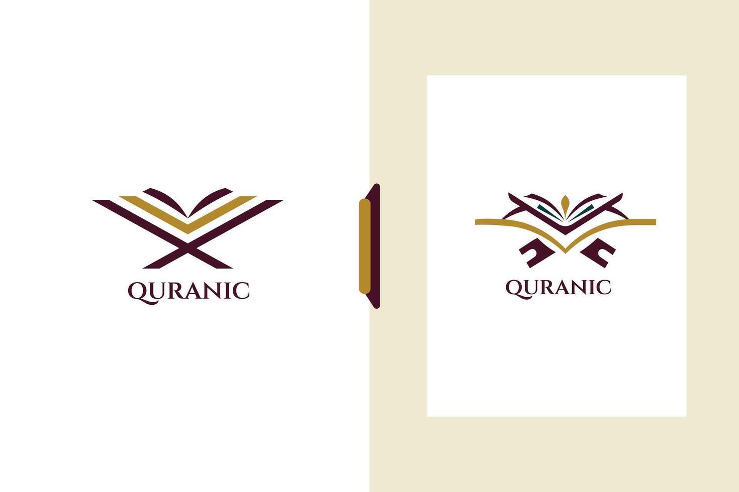 Quran Logo Design. Education Program Logo Design Set with Quran Modern Islamic Mosque And Quran Logo. vector