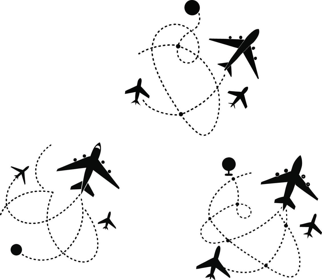 Airplane flight dashing line vector