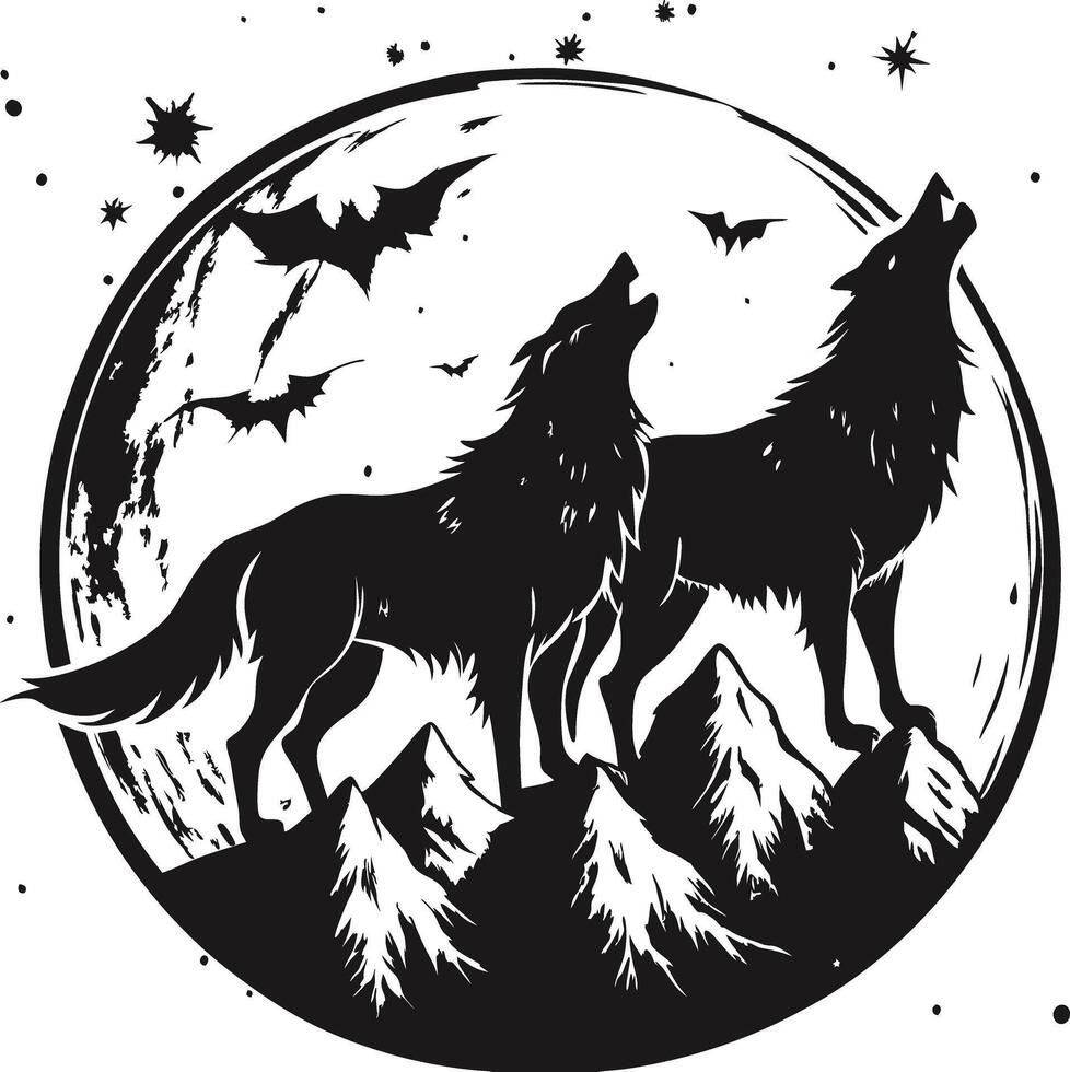A wolf is in the forest vector