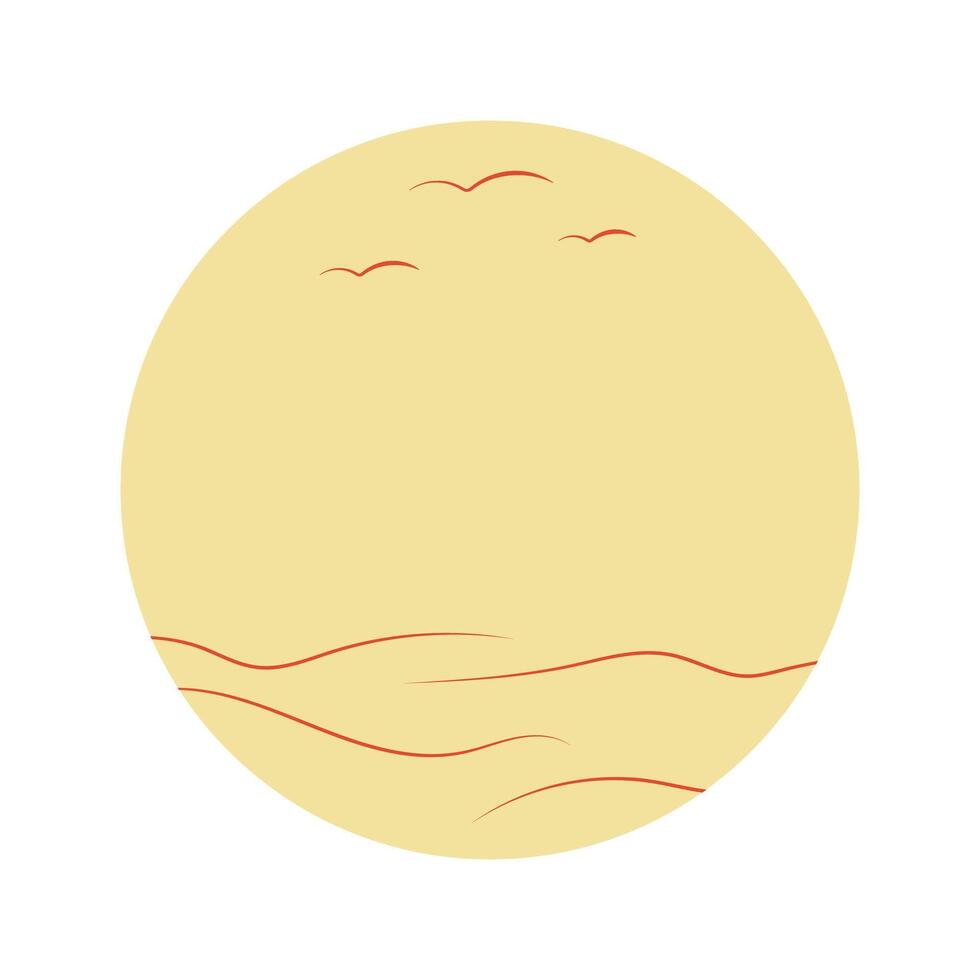 Round hello summer sticker on a yellow background, made in a minimalist style. vector