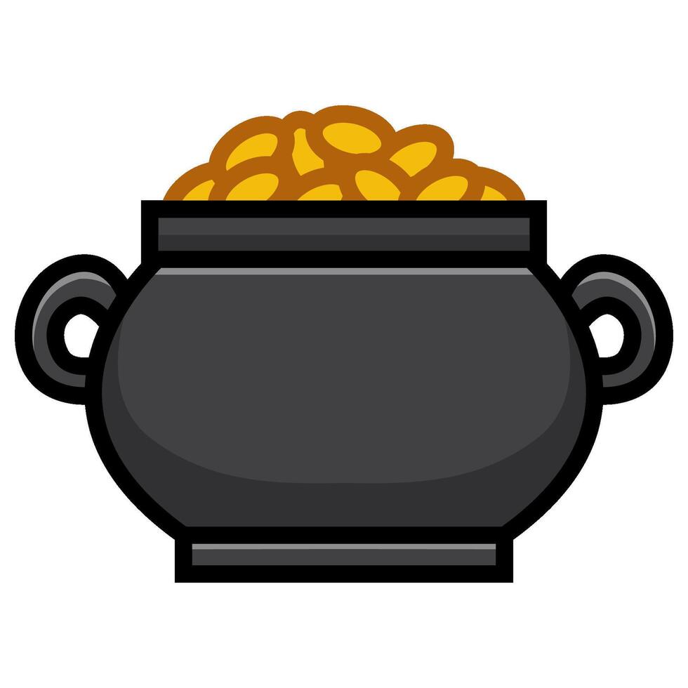 Cauldron with full golden coins vector