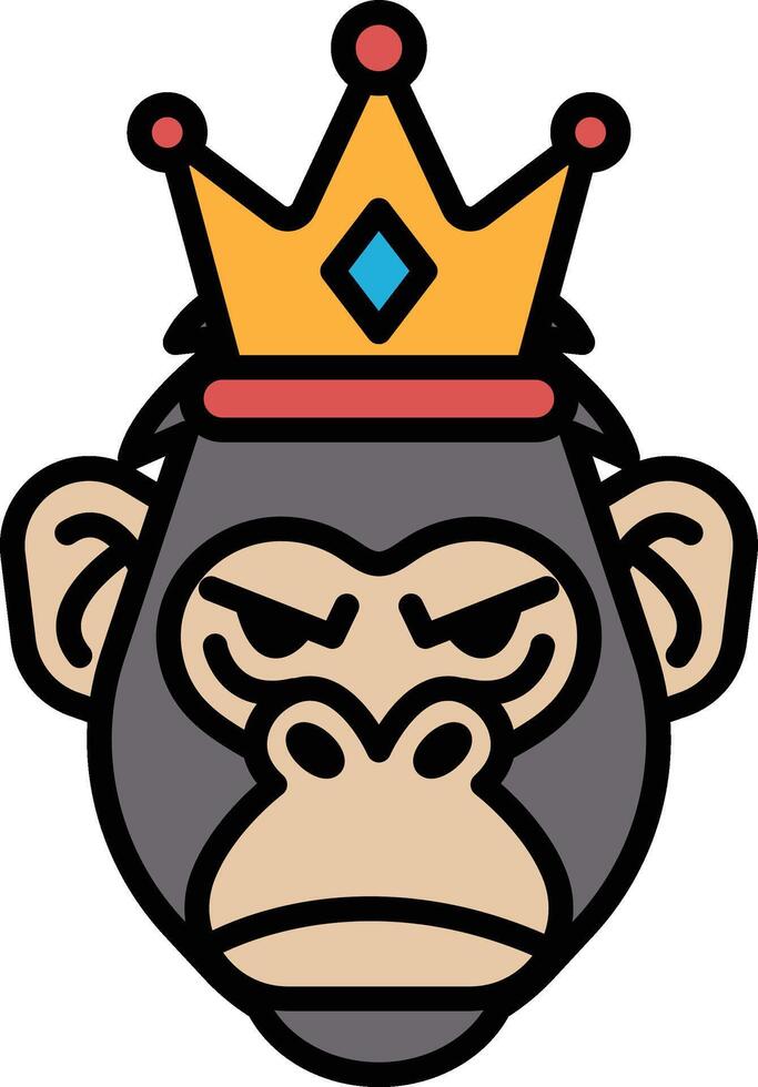 A cartoon of a gorilla with a crown on his head vector