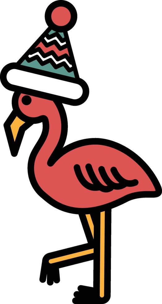 A cartoon flamingo wearing a hat and walking vector