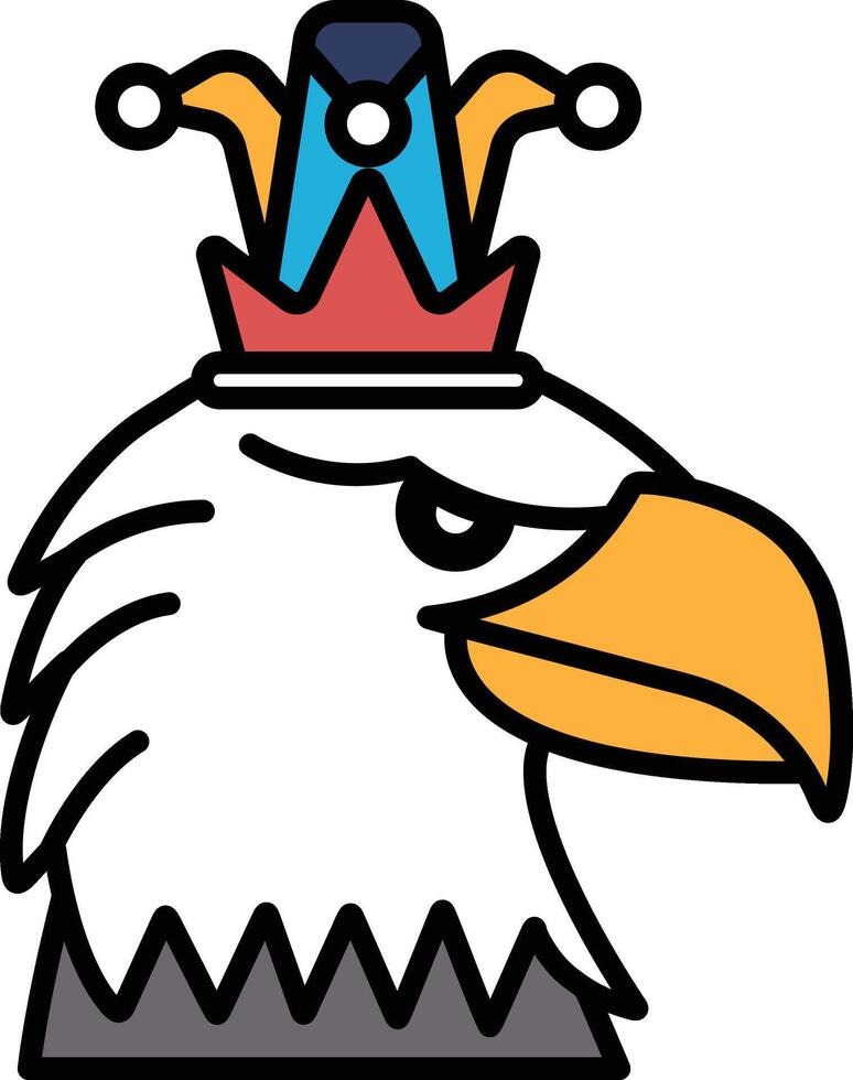 A cartoon eagle with a crown on its head vector