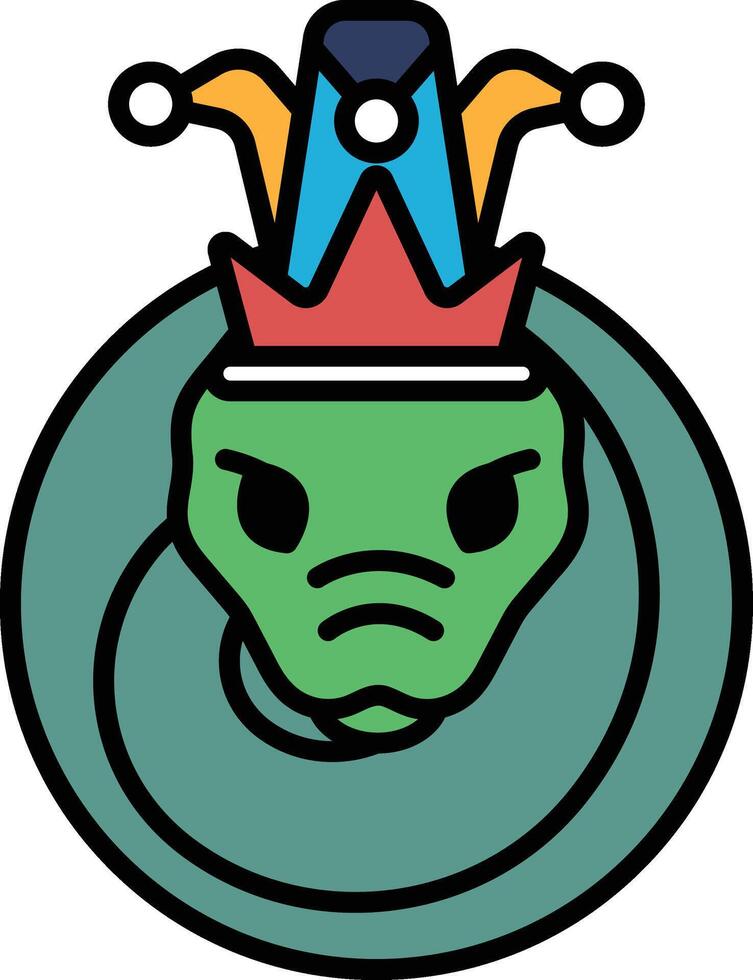 A cartoon of a green snake with a crown on its head vector