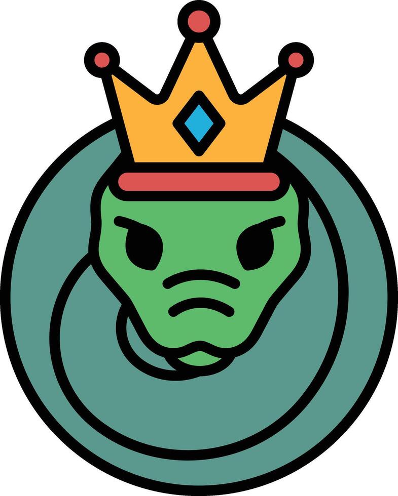 A cartoon of a green snake with a crown on its head vector