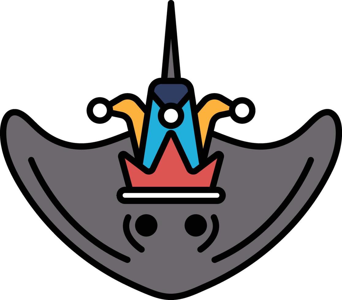 A cartoonish image of a stingray with a crown on its head vector