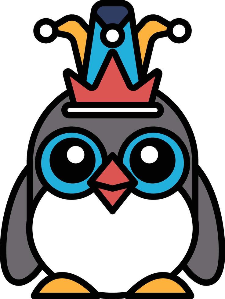 A cartoon penguin wearing a crown and glasses vector