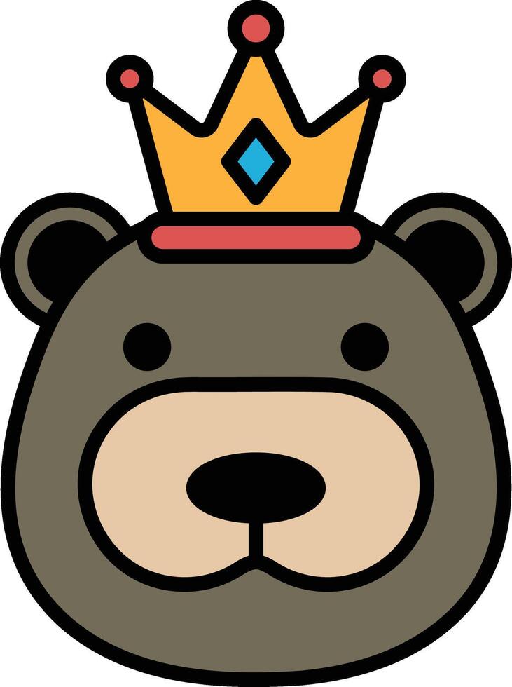 A cartoon bear with a crown on its head vector